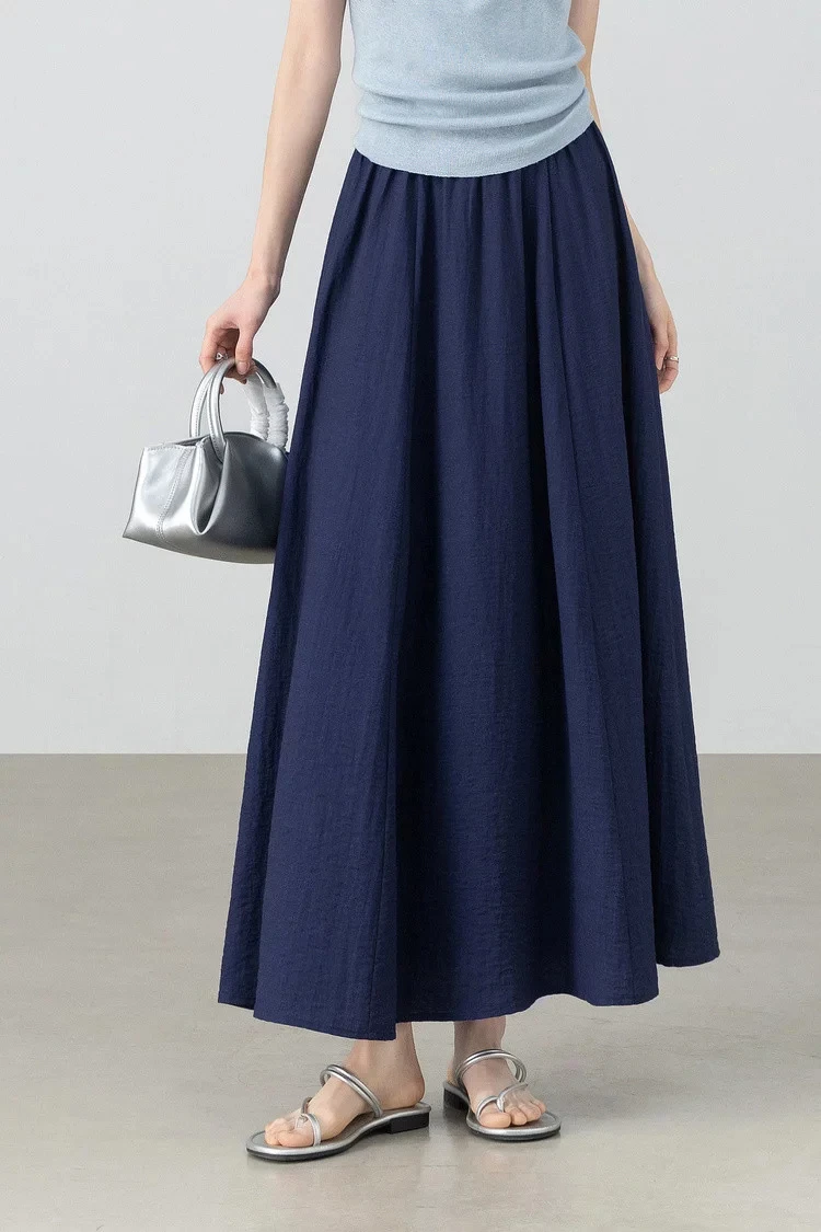 SENTUBILA Minimalistischer A-Linien-Rock für Damen, Sommer 2026, Neuer Lässiger Rock mit Elastischem Bund, Langer Lockerer Rock, Damenbekleidung 162QA5883 – Detail 14