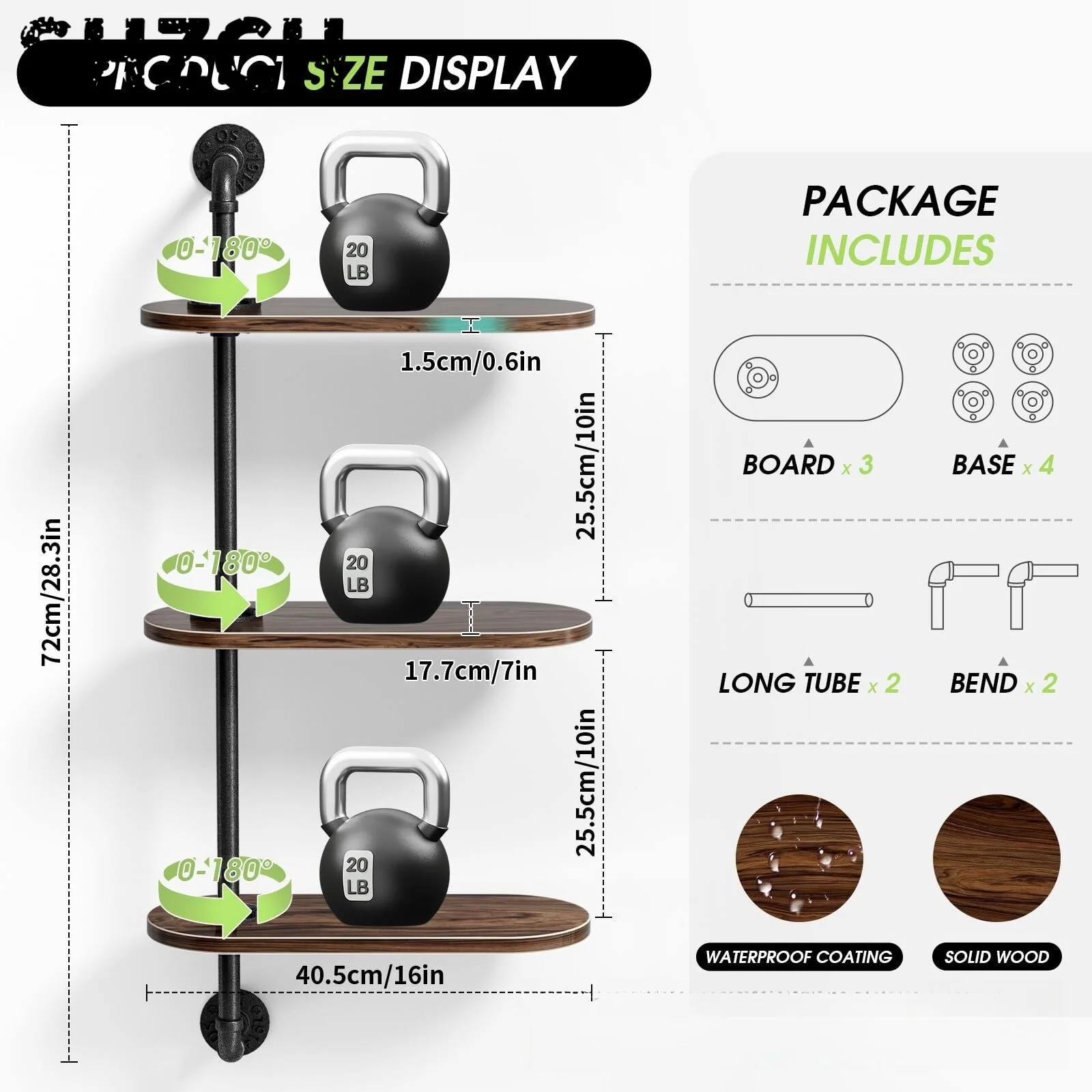 Flower Display Stand Wall Rotatable Industrial Air Duct Metal Multi-layer Baffle Shelf