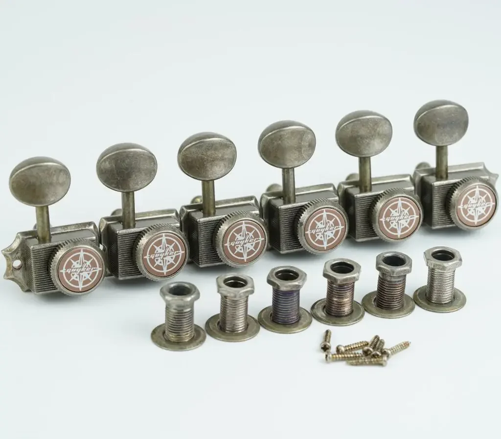 Vintage Locking Tuners Nut Style Electric Guitar Machine Heads Tuner Old Rust Color for ST TL Guitar Tuning Pegs Gear Ratio 1:15