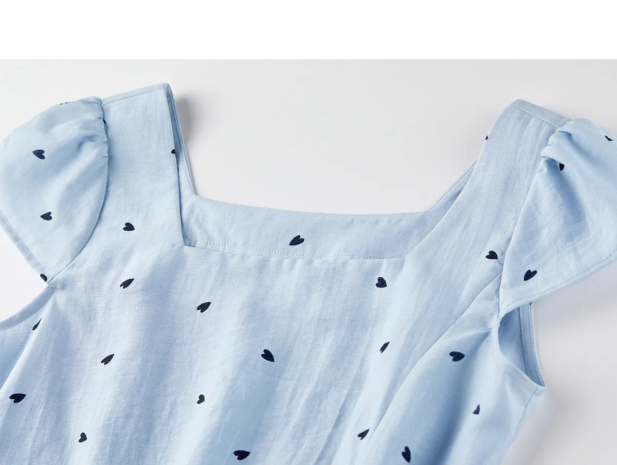 SENTUBILA Damen Chiffonbluse mit Herzmuster, Sommer, Gelb, Quadratischer Ausschnitt, Plissiert, Geraffte Taille, Kurzarm-Hemd 162VB5766 – Detail 26
