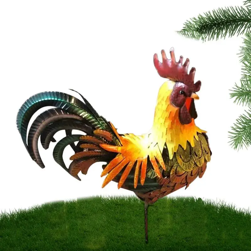 Colorful Garden Rooster Metal Statues  Weatherproof Hen Figurine For Farm Lawn Yard Home Garden Decoration Chicken Sculptures