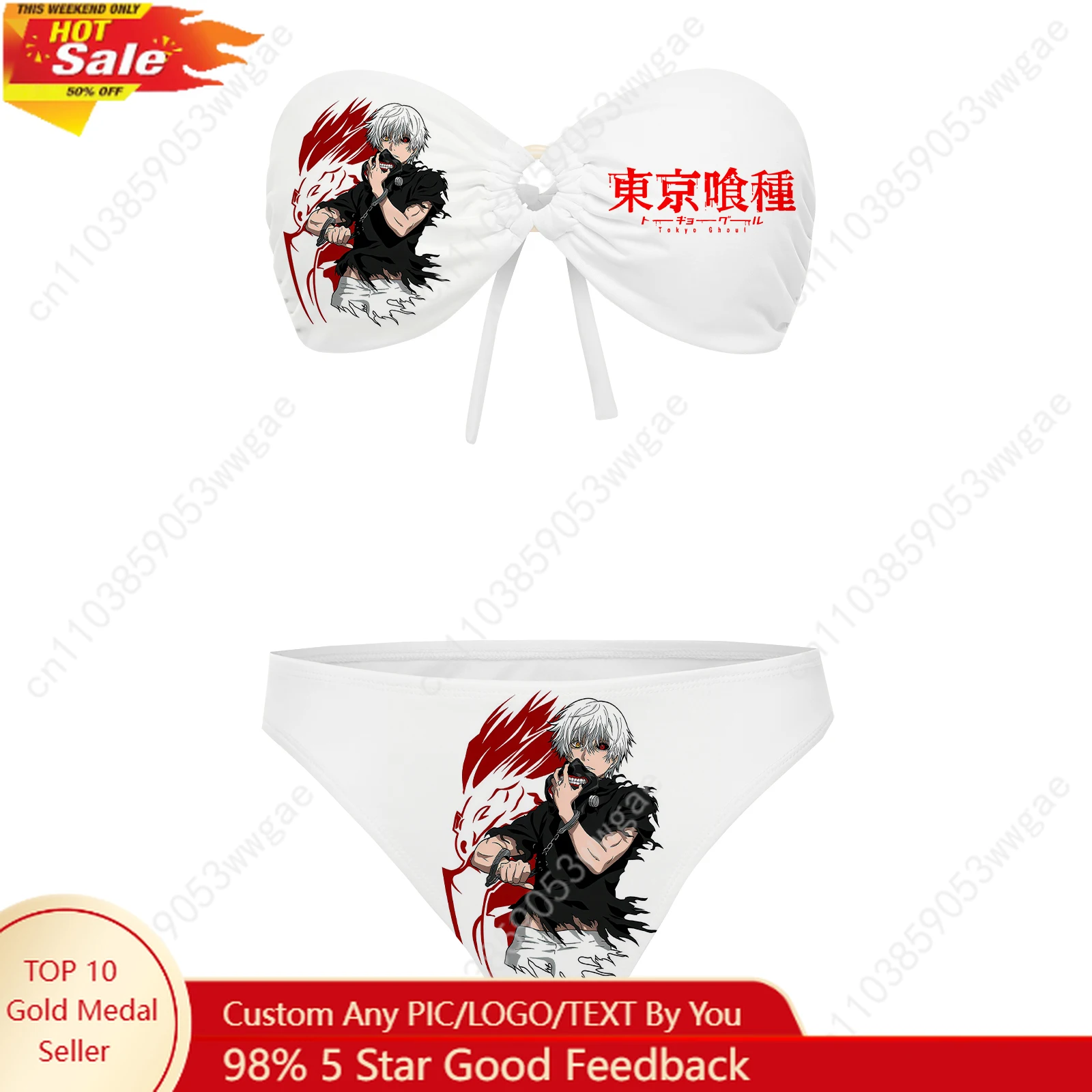 

Tokyo Ghoul Strapless Swimsuit Womens Bathing Suit Personalized Fashion Swimwear Pool Beach Sexy Bikini Custom Made Beachwears