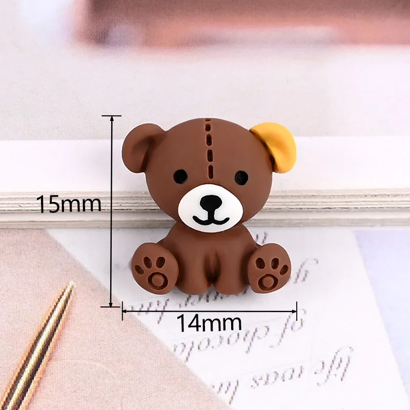 Cute Resin Colorful Small Animal, Kawaii Bear, Fox, Rabbit, Penguin, Flat Back Ornament Accessories, DIY Decorations, 10Pcs