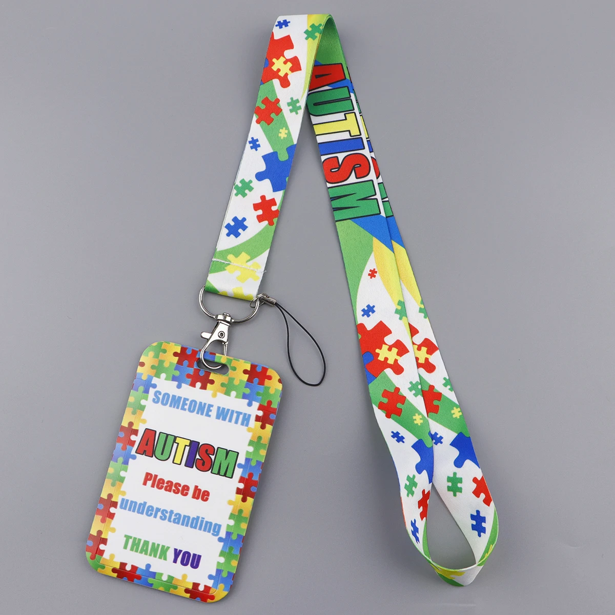 Autism Awareness Lanyard Car Keychain ID Card Pass Gym Mobile Phone Key Ring Badge Holder Jewelry