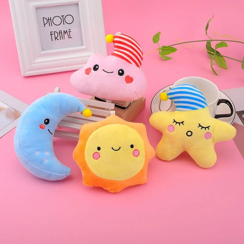 Creative Weather Family Plush Pendant Keychain Kawaii Cute Plush Toy Star Moon Sun Doll Lovely Stuffed Beautiful for Kids Gifts