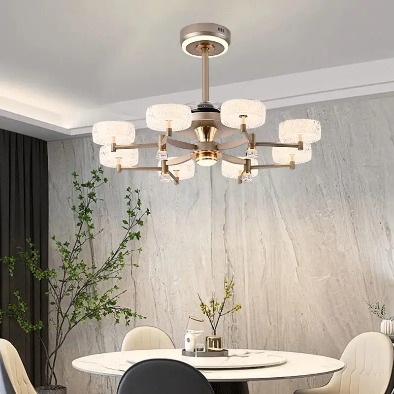 

ModernInvisible Fan LED Chandelier for Living Dining Room Food Tables Bedroom Designer Pendant Lights Home Decor Light Fixture