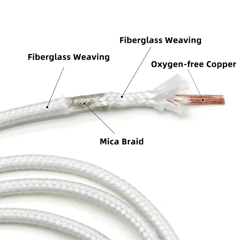 1/2/5m High Temperature Resistant 500℃ Mica Braided Wires 20/18/17/15/13/11/9AWG 16/25mm Single Core Pure Copper Fireproof Wire