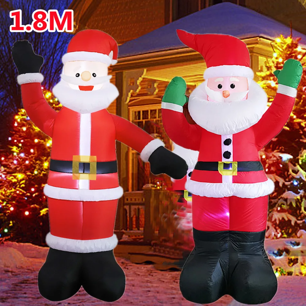 

New 1.8m Xmas Inflatable Gift Santa Built-in LED Lights Indoor Props Up Inflatable Model Outdoor Ornament Party Christmas Decor