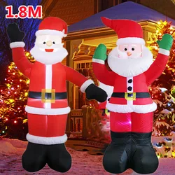 New 1.8m Xmas Inflatable Gift Santa Built-in LED Lights Indoor Props Up Inflatable Model Outdoor Ornament Party Christmas Decor