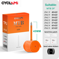 CYCLAMI Ultralight Bike Inner Tube 26 27.5 29 Inches MTB Bicycle TPU Material Tire 45mm French Valve Super Light Orange Tube