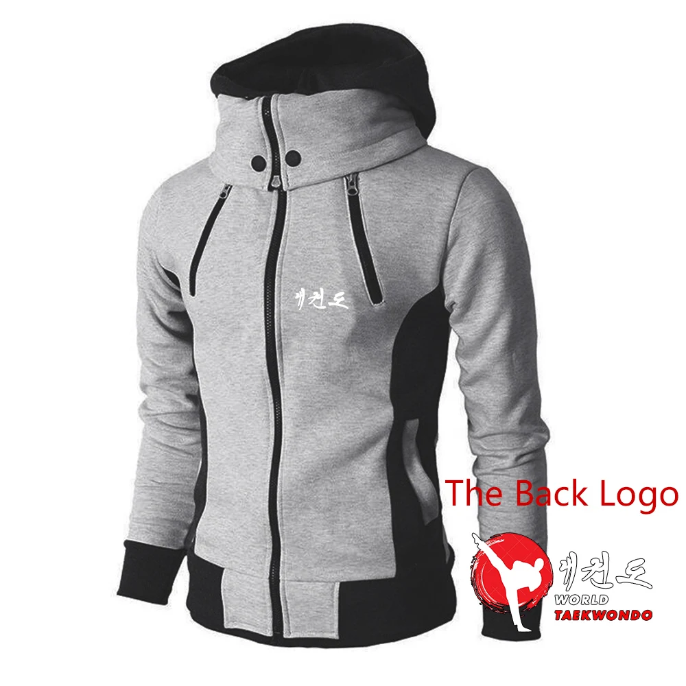 WTF World Taekwondo Federation 2022 Men\'s New Long Sleeves Jackets Warm Windproof Double Zipper Casual Hooded Design Coats Tops