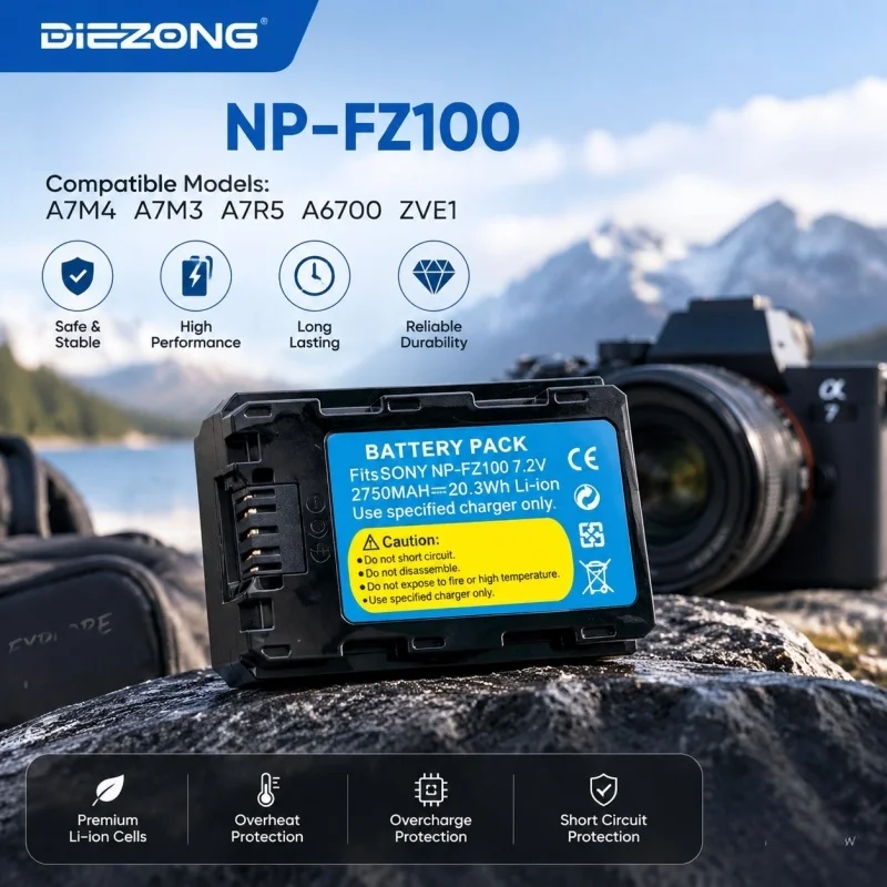 NP-FZ100 for Sony  Battery A7M4 A7M3 A7R5 A6700 ZVE1 Micro Single Camera Charger Long Lasting Battery Life 2750mAh