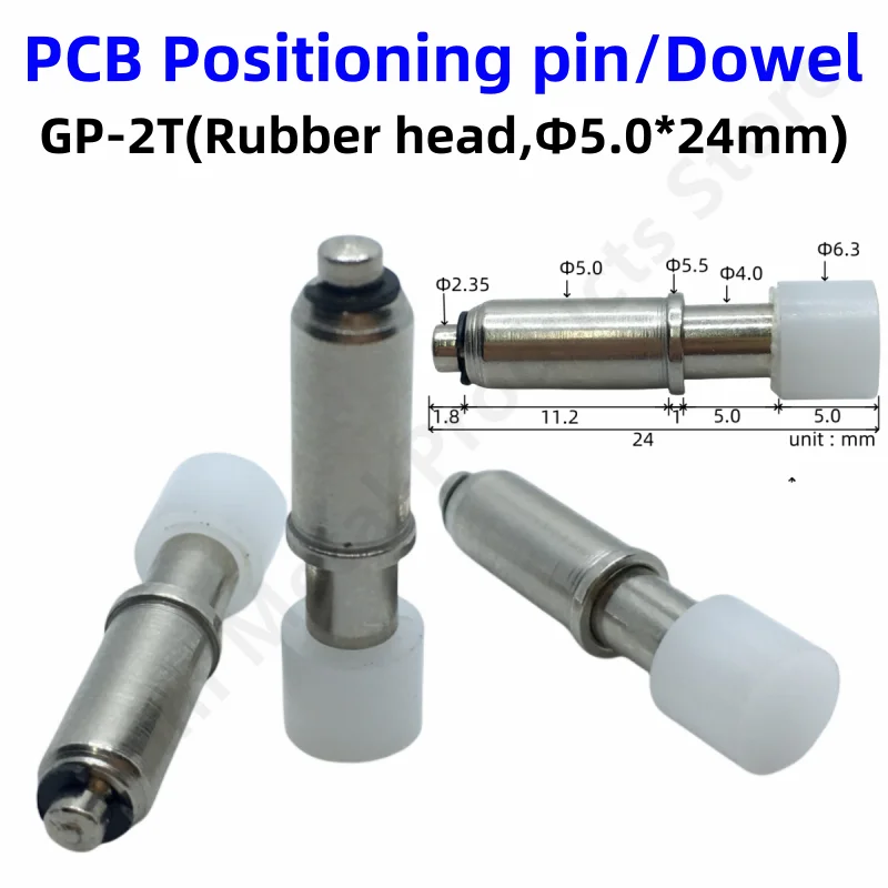 10/50PCS GP-2T with Rubber Head M3 inner thread Positioning Pin Needle PCB Spring Test Pin 24mm Position Needle Dowel Dia 5.0mm