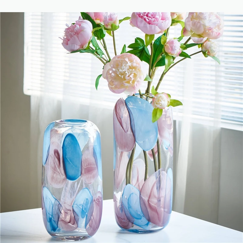 Petals Pattern Glass Vase Decorative Flower Arrangement Desk Decoration Hydroponic Floral Vases Room Aesthetic Decor