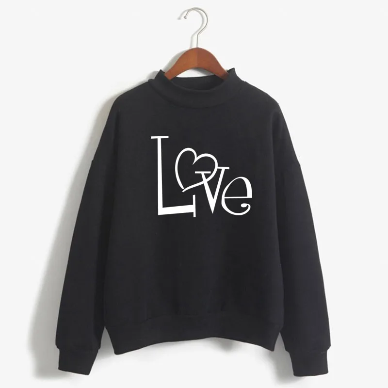 Harajuku LOVE Graphic Print Women Sweatshirt Korean O-neck Knitted Pullover Thick Autumn Winter Candy Color Loose women Clothes