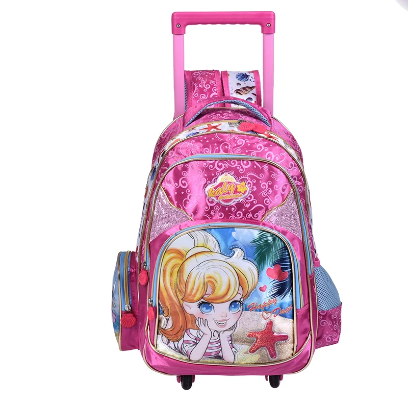 wenjie brother new Children Kids school bags With Wheel Trolley Luggage set backpack Mochila Infantil Bolsas for boys and girls