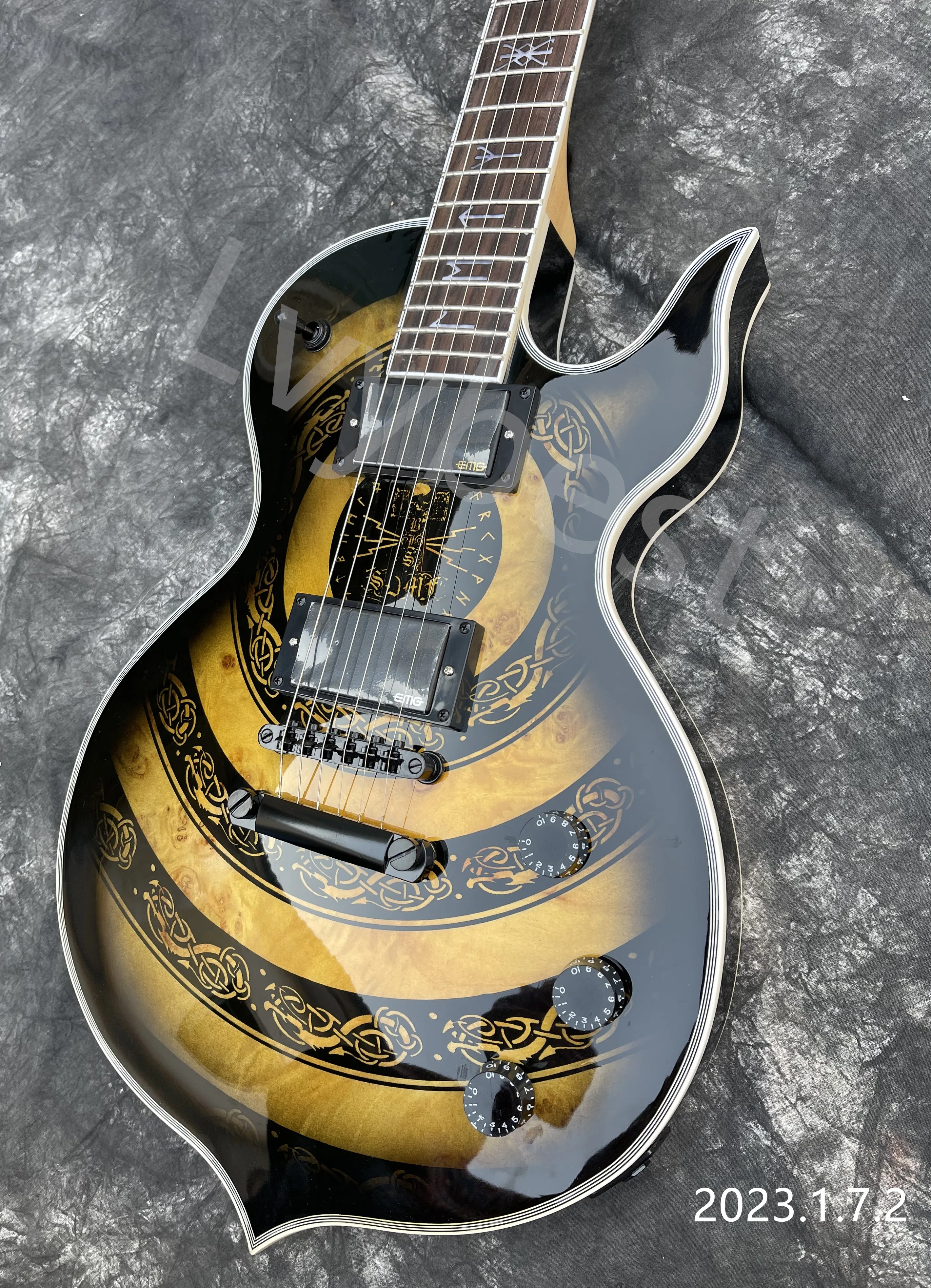 PROMOTION STOCKING Can Ship Out At Once  Custom Irregular Body Wylde Audio Style Viking Totem Design Electric Guitar