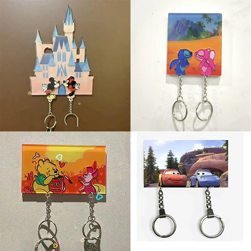 Disney Lilo & Stitch Keychain Cartoon Figure Mickey Minne Keychain Couple Backpack Jewelry Accessories Christmas Gifts