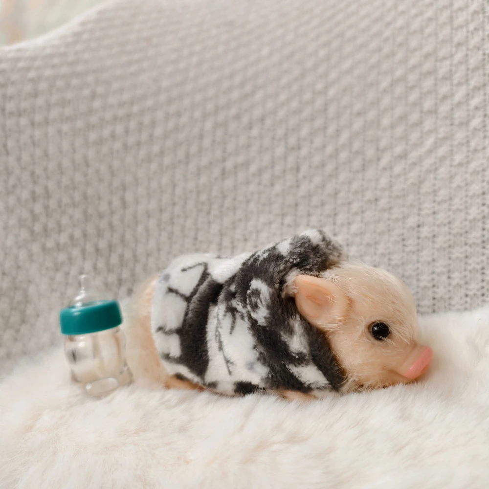 ตุ๊กตาหมูซิลิโคนขนาด 5 นิ้ว น่ารัก นุ่มนิ่ม เหมือนจริง พร้อมอุปกรณ์เสริม ตุ๊กตาหมูเหมือนจริงสำหรับเด็กแรกเกิด ของเล่นคลายเครียด ของขวัญ