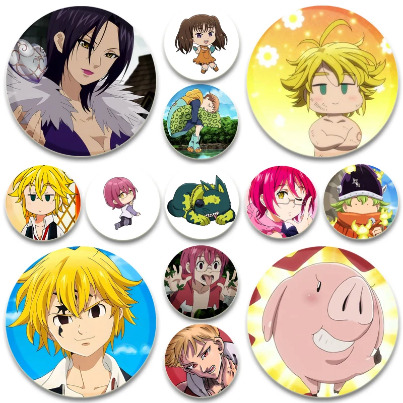 

Anime The Seven Deadly Sins: Dragon's Judgement Pins Cartoon Character Brooches Meliodas Elizabeth Liones Hawk Badge Bag Decor