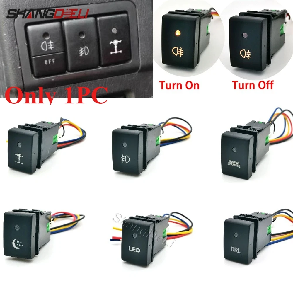Image of 1PC Geändert Schalter Fit für Suzuki Jimny 2010-2015 Auto Led DRL Power Radar Nebel Licht Scheinwerfer Schalter taste mit Draht