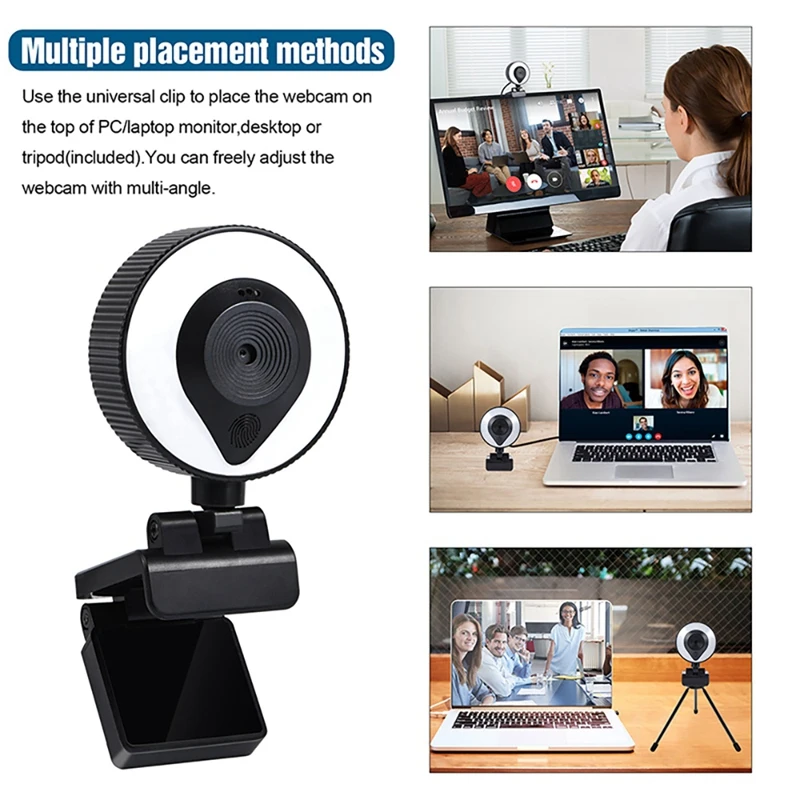 Retail W20 Fill Light Camera HD Built-In Microphone Auto Focus USB Computer Fill Light Network Beauty Live Camera