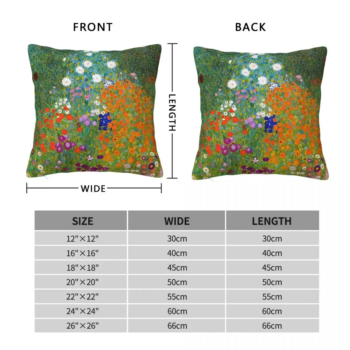 Gustav Klimt Flower Garden Square Pillowcase Polyester Linen Velvet Printed Zip Decor Throw Pillow Case Sofa Cushion Cover 45x45