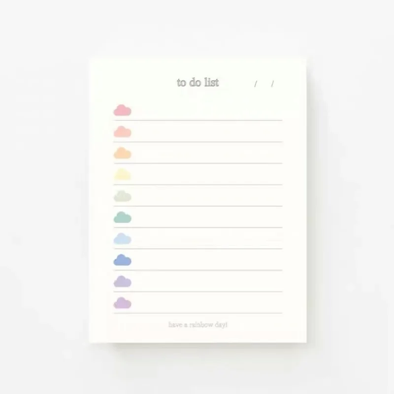 50Sheets Cute Colorful Clouds To Do List Planner Student Note Paper Memo Pad Stationery School Supplies Korean Stationary 2024