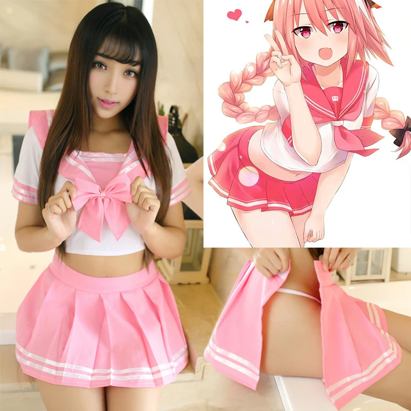 Japonia Anime Cosplay śliczne JK jednolity zestaw japoński Kawaii School Girl ubrania z krótkim rękawem seksowna bielizna egzotyczna odzież dla