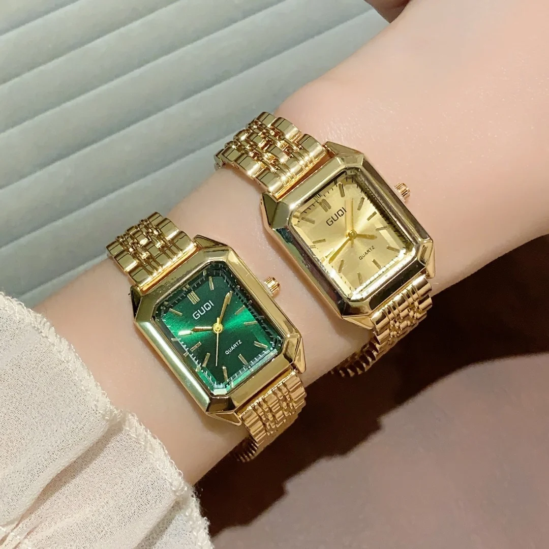 Women's Fashion Square Watches Gold Alloy Strap Ladies Quartz Wristwatches Female Roman  Clock Business Watch relógio feminino