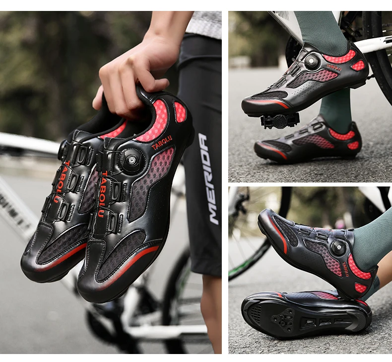 Unisex-Fahrradschuhe für Rennräder, atmungsaktiv, rutschfest, verschleißfest, Pedalschuhe für den Außenbereich, Wettkampf-Fahrradschuhe – Detail 13