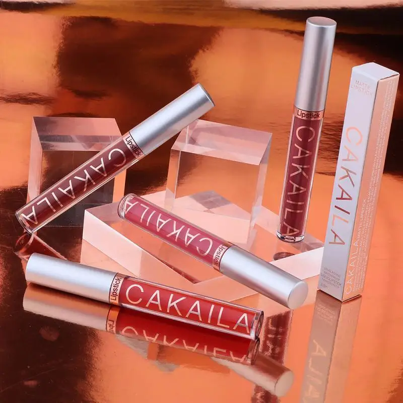 CAKAILA lipstik Matte Velvet 18 warna, kosmetik riasan bibir cair tahan air seksi tanpa tanda tahan lama