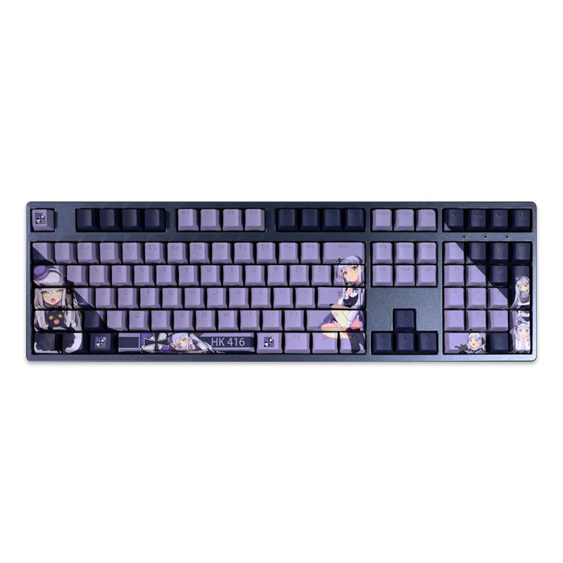 Juego de teclas de subcama PBT Dye para Arknights Hobby Max HK416, 2 dimensiones, dibujos animados, Anime, perfil OEM, retroiluminado