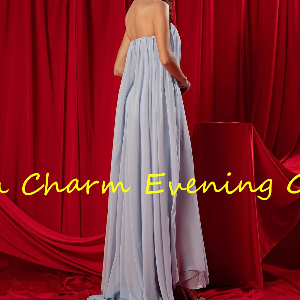 Temperament Straight Floor Length Strapless Chiffon Pleats Evening Dress High Quality Photo Color Custom Size vestidos de fiesta image 4