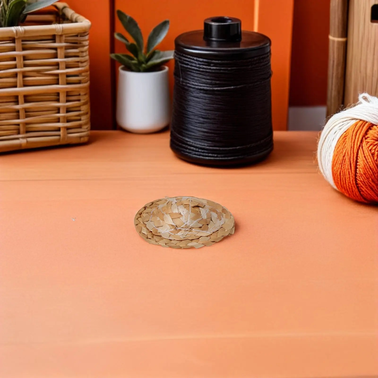 

10 шт. 5,4 см миниатюрные плетеные соломенные шляпки ручной работы для поделок, декоративные аксессуары, крошечные шляпки для моделей и творчества