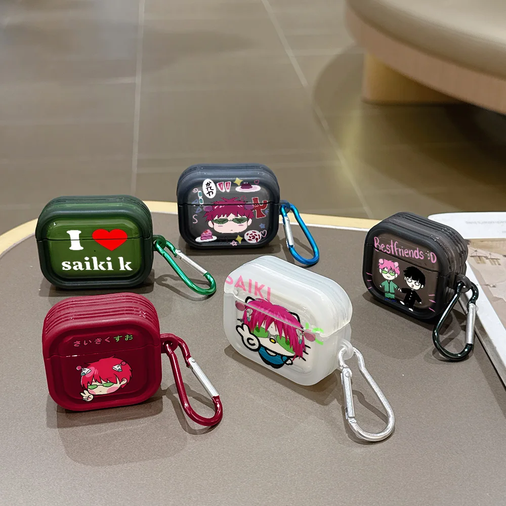 Rosa Niedliche S-Saiki K-Kusuo Transparente Silikonhülle für Airpods 4 3 Pro 2 1 Kabellose Kopfhörer Pro2 Schutzhüllen