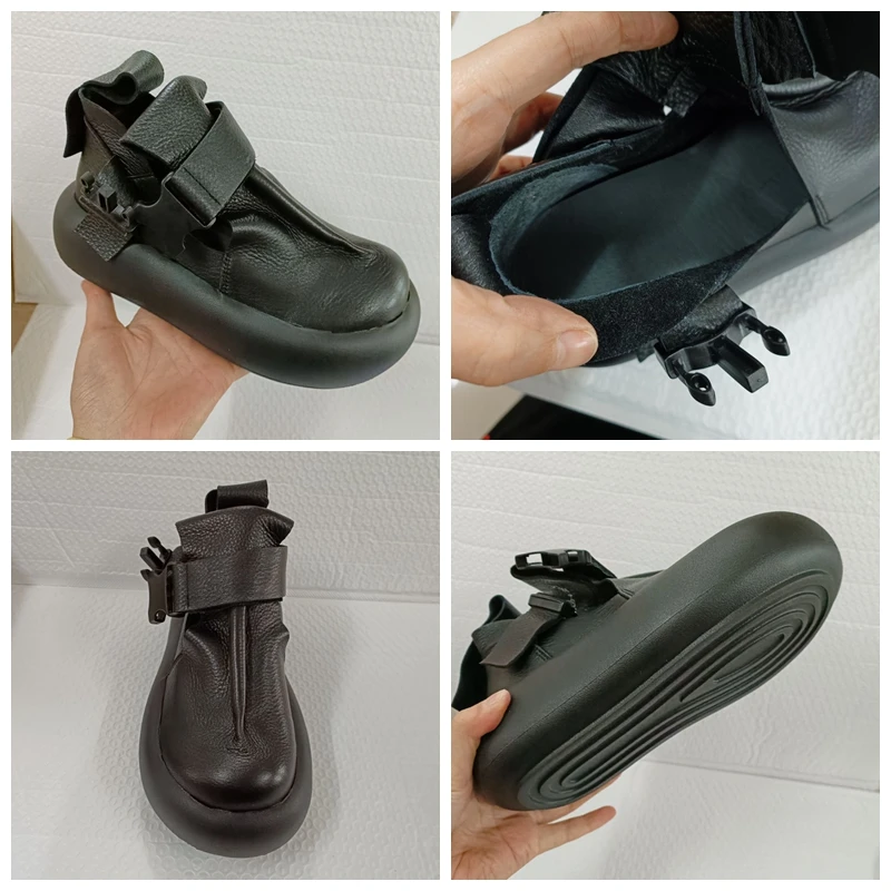 Koznoy 5cm etniczna platforma na platformie letnia moda luksusowa okrągła buty wiosenne jesienne damska botki z prawdziwej skóry Mary Jane