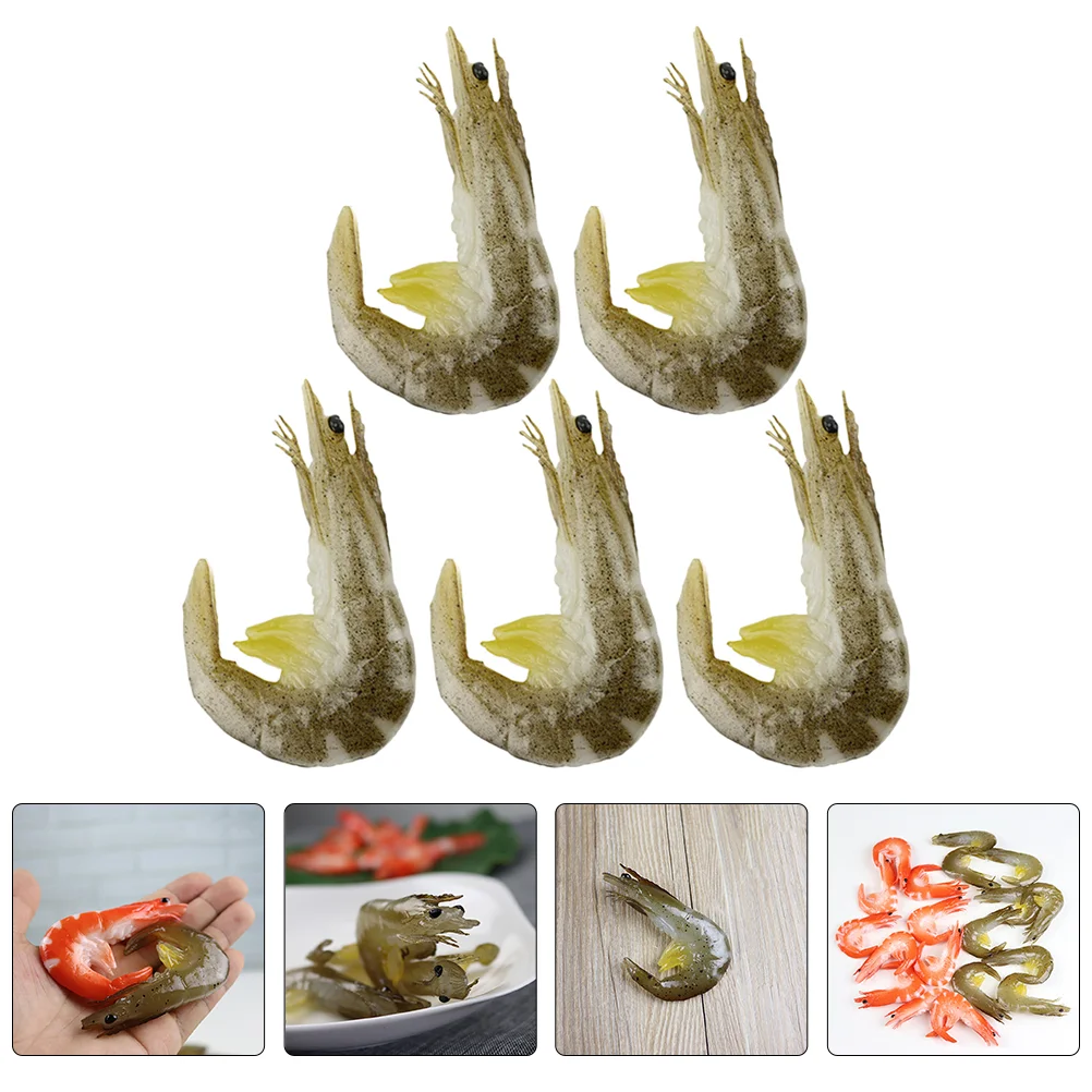 

5 Pcs Artificial Shrimp Food Toys Crab Decorations Fake for Simulation Models Pvc Restaurant Child