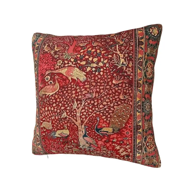 Luxury Antique Persian Rug Bird Tree Flowers Cushion Cover Velvet Bohemian Floral Throw Pillow Case Home Decorative