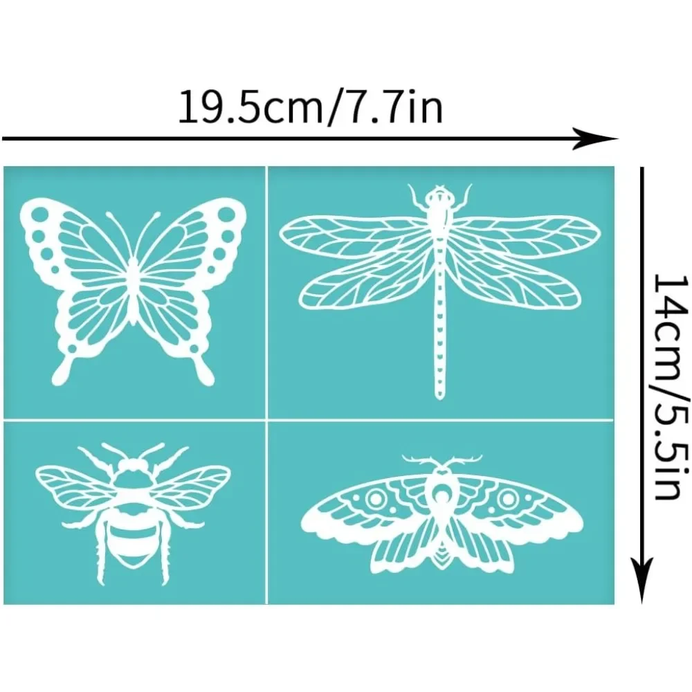 2 Pcs Insect SelfAdhesive Silk Screen Printing Stencil Bee Butterfly Mesh Transfer Stencil Reusable Silk Screen Stencil f