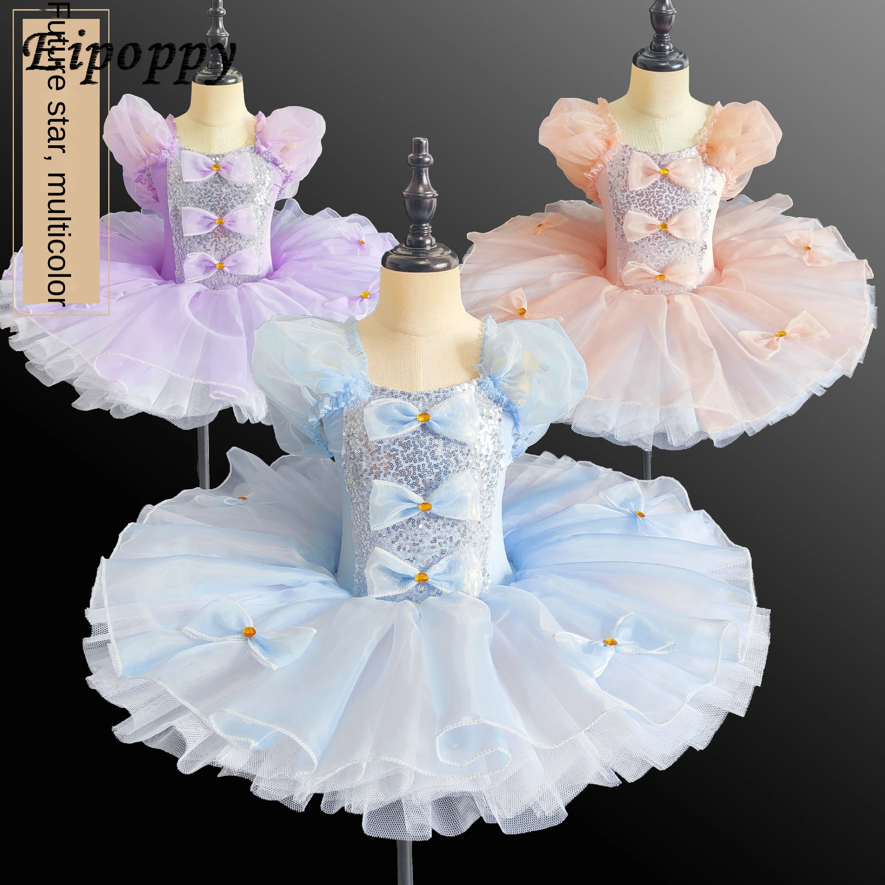 Vestido de baile de Ballet profesional para niños, disfraz de cisne pequeño, falda de tutú de tul para niños, disfraz de actuación de práctica