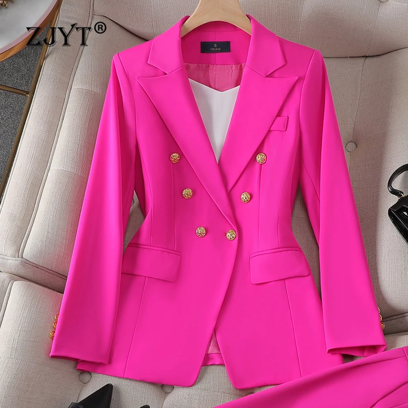 ZJYT Women's Long Sleeve Blazer Mujer Elegant Office Lady Jacket Plus Size Coat Outerwear Casual Daily Veste Femme Korean Spring