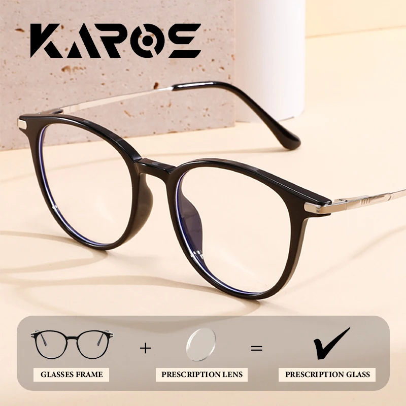 

KAROS Fashion Round Graduated Progressive Multifocal Glasses Myopia Lenses Man Woman High Quality Metal Eyewear 8430