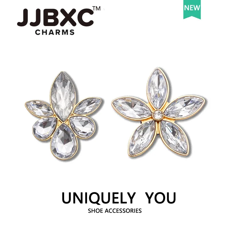 Metal JJBXC charm Shoe Accessories  DIY metal Diamond Flower  Jewelry DIY Fashion Shoe decorations Suitable for cross Shoes