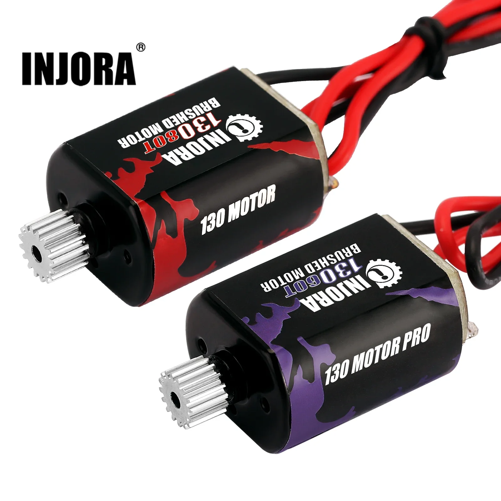 INJORA 130 Brushed Motor 60T 80T with Stainless Steel Pinion for 1/24 RC Crawler FMS FCX24 Upgrade (INM12)