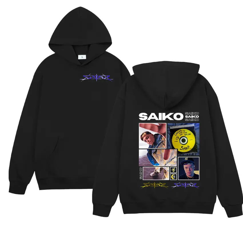 

Худи с новым графическим принтом Rapper SAIKO Tour 2026, винтажный оверсайз свитшот для мужчин и женщин, пуловер в стиле хип-хоп, готика, панк, уличная одежда с капюшоном
