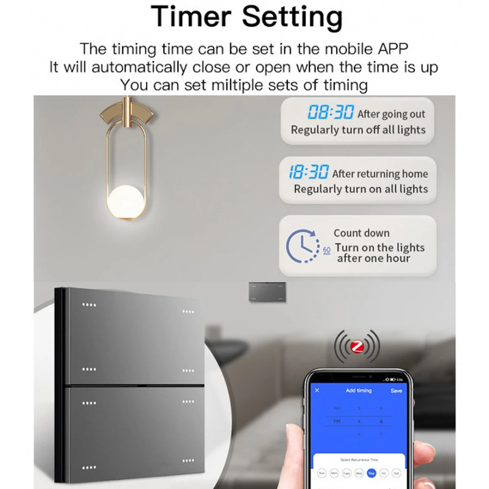 

Smart Switch AC110-220V 300W 8-key Smart Switch 10A Timing Switch Google Voice Smart Home Control work with Gateway