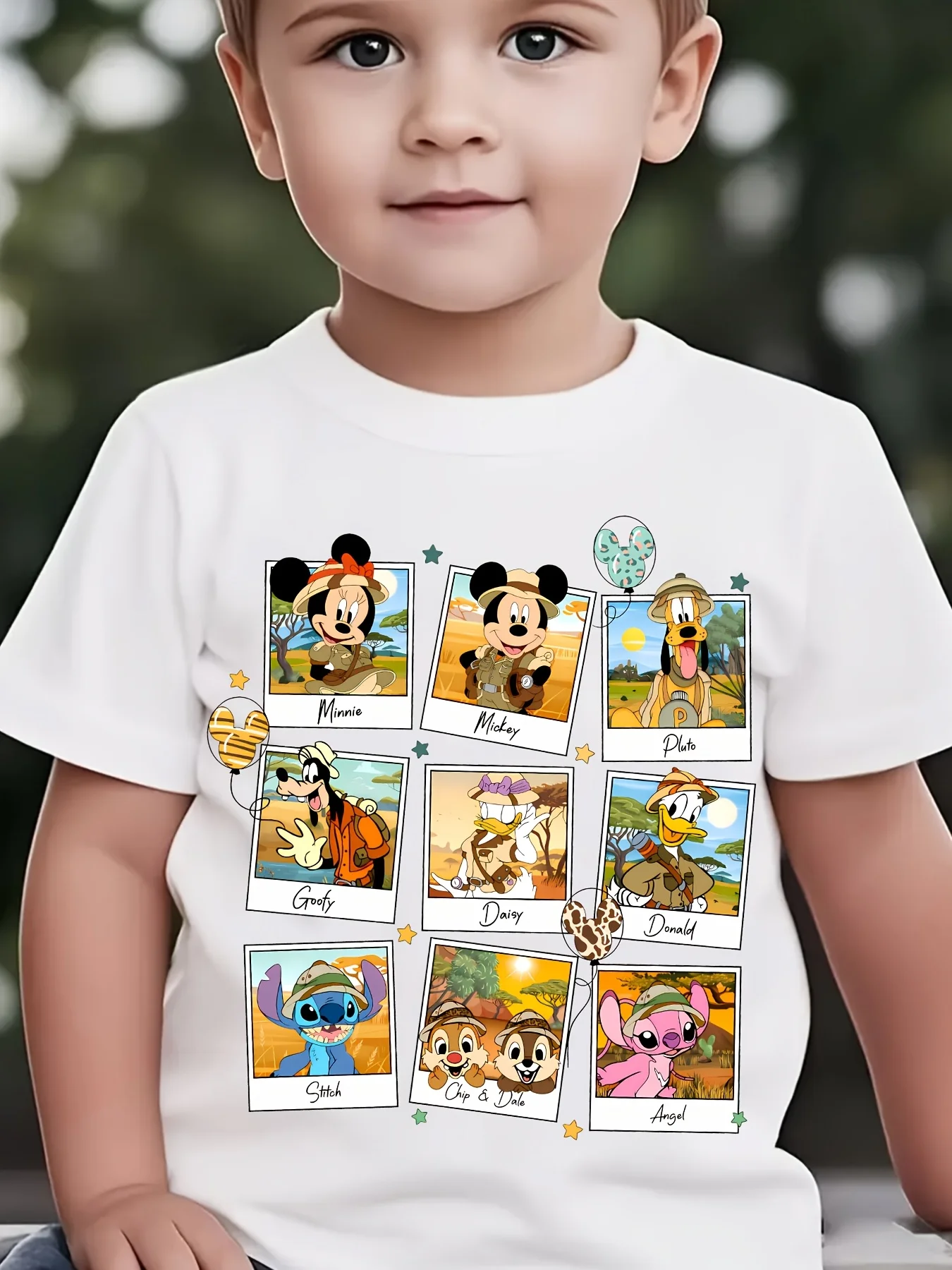 

Футболка с принтом Disney «Микки и его друзья», повседневные топы для мальчиков, подходящие для семьи, хлопковая одежда с круглым вырезом и короткими рукавами