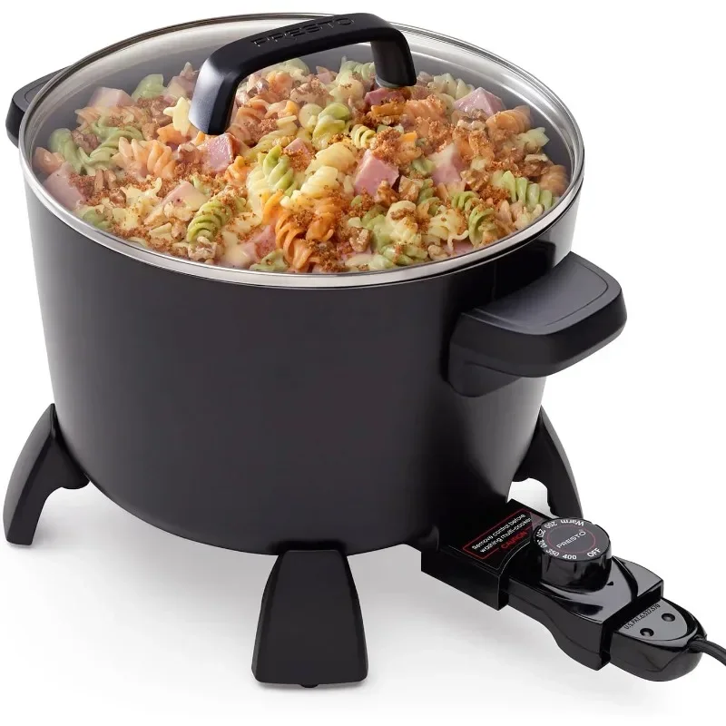 Presto Steamer and Fryer Multicooker Features Nonstick Surfaces Inside and Out for Nonstick Cooking and Easy Cleaning.