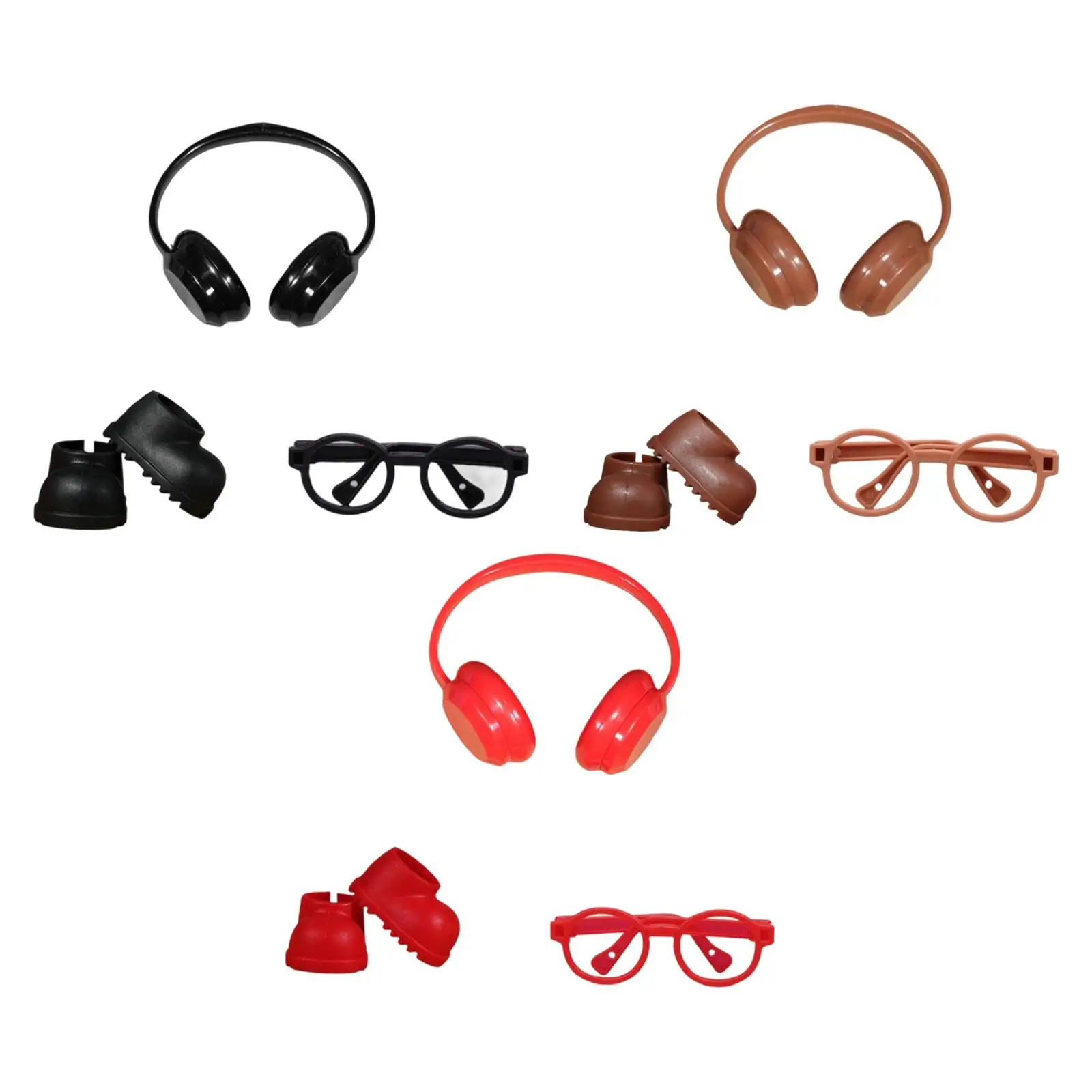 

Doll Rain Boots Doll Shoes Handmade Comfortable DIY Elegant with Headphones Glasses Ankle Boots for 17cm Dolls